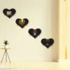 Heart Mounted Black Floating Shelves Wall Hanging (S14)