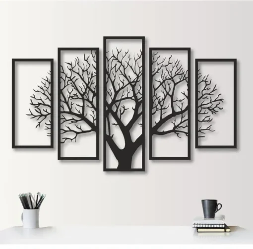 Evento Wooden Wall Art 5 frame Tree Panels Frame Wall Decor (EWW)