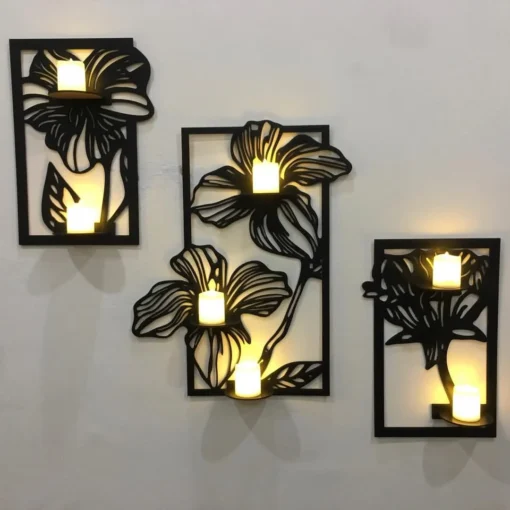 3 Pcs Floral Frames Modern MDF Home Accessories (3P)